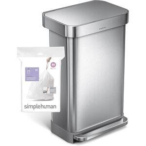 Simplehuman Code M Custom Fit Drawstring Trash Bags White 20 Count 45L 11.9 Gal
